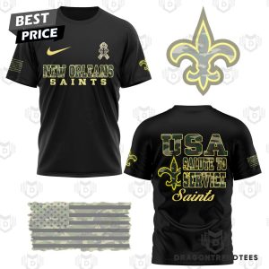 Usa Salute To Service New Orleans Saints 3D T-Shirt – Black