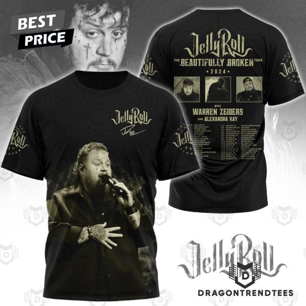 Jelly Roll The Beautifully Broken Tour 2024 With Warren Zeiders And Alexandra Kay 3D T-Shirt