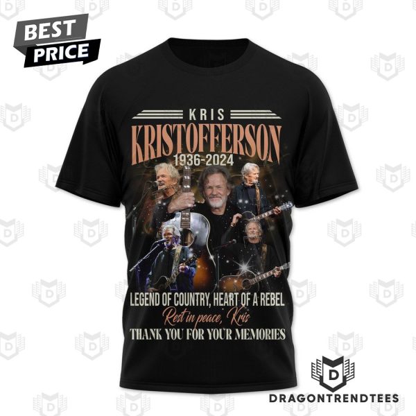 Kris Kristofferson 1036-2024 Legend Of Country, Heart Of A Rebel – Thank You For The Memories 3D T-Shirt