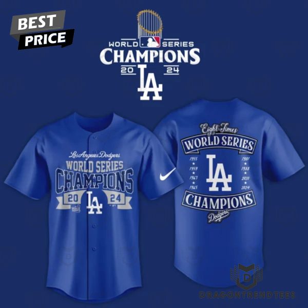 Los Angeles Dodgers 2024 Eight Times World Series Champions Baseball Jersey