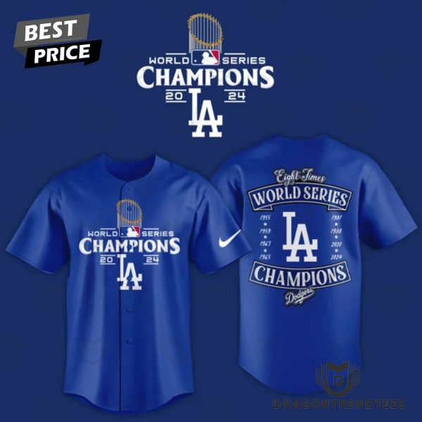 Los Angeles Dodgers 2024 Eight Times World Series Champions Baseball Jersey – Blue