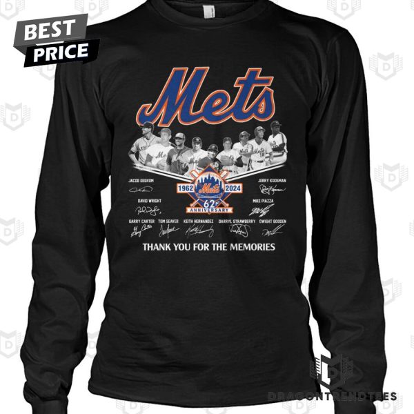 New York Mets 1962-2024 62 Anniversary Signature Thank You For The Memories Unisex T-Shirt