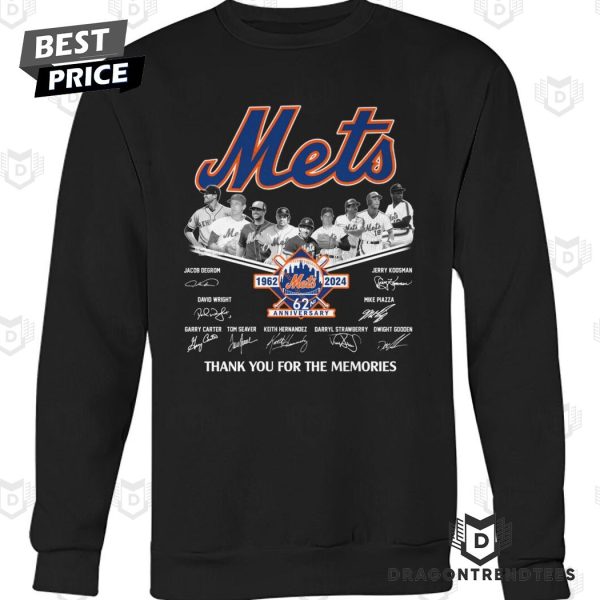 New York Mets 1962-2024 62 Anniversary Signature Thank You For The Memories Unisex T-Shirt