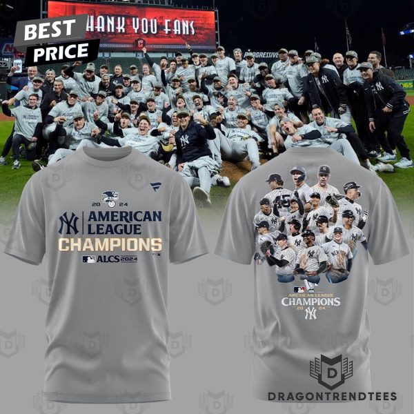 New York Yankees 2024 American League Champions Grey 3D T-Shirt