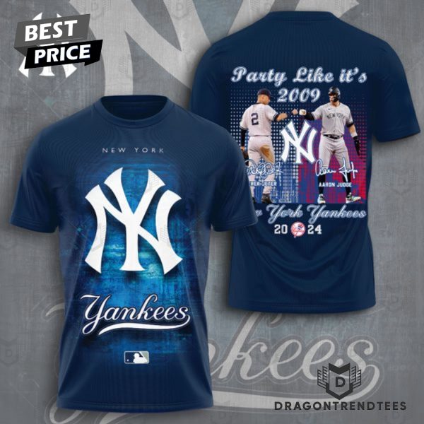 New York Yankees Party Like It 2009 Derek Jeter x Aaron Judge Signature 3D T-Shirt