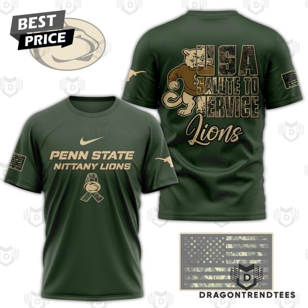 Penn State Nittany Lions – USA Salute To Service Lions 3D T-Shirt