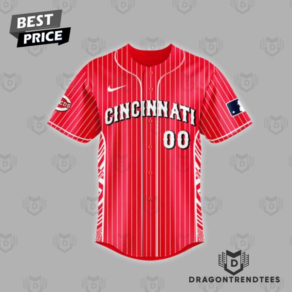 Personalized Cincinnati Reds White Red Stripped Baseball Jersey