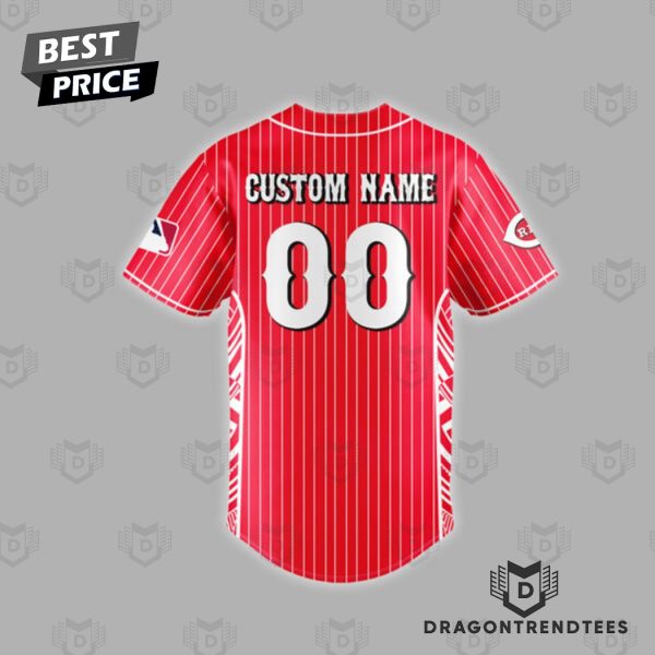 Personalized Cincinnati Reds White Red Stripped Baseball Jersey