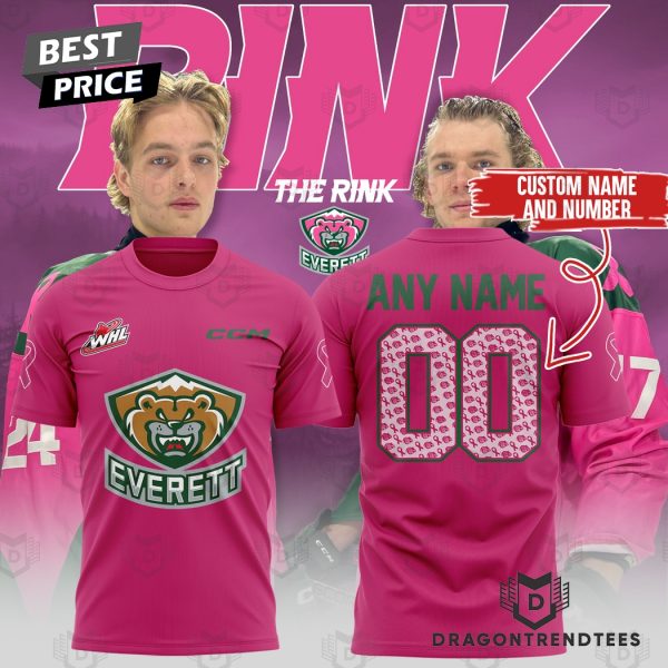 Personalized Everett Silvertips 2024 Pink The Rink 3D T-Shirt