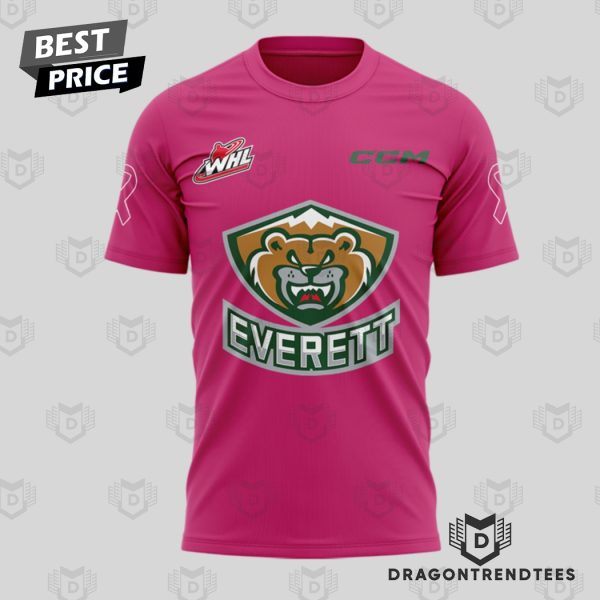 Personalized Everett Silvertips 2024 Pink The Rink 3D T-Shirt