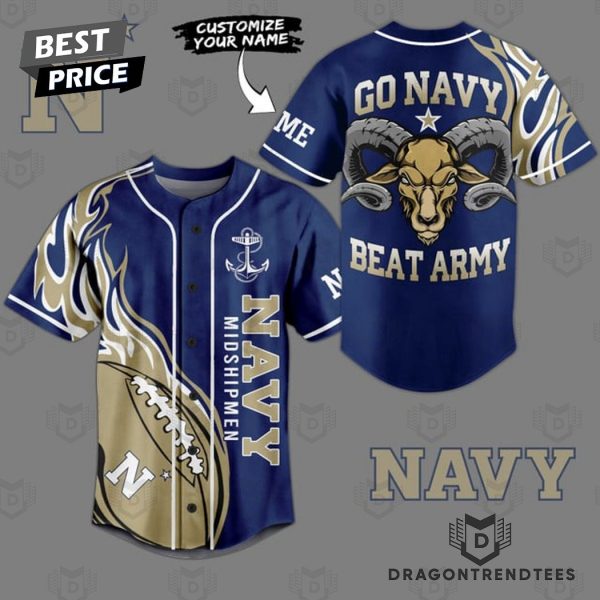 Personalized Navy Midshipmen – Go Navy Beat Army Baseball Jersey