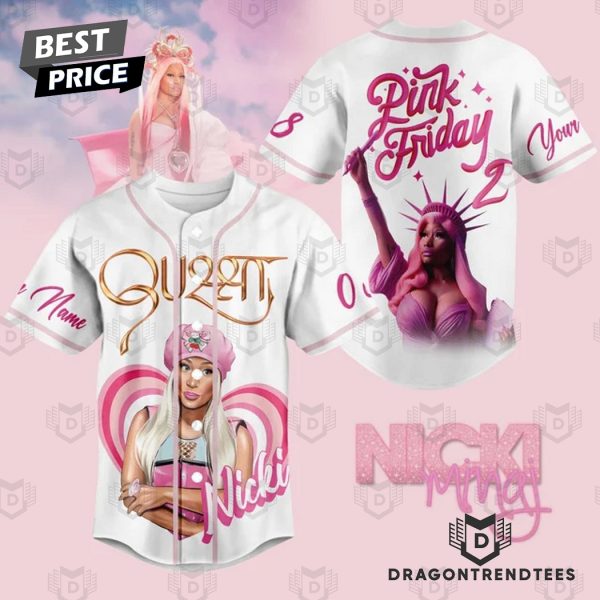 Personalized Nicki Minaj Pink Friday Baseball Jersey – White