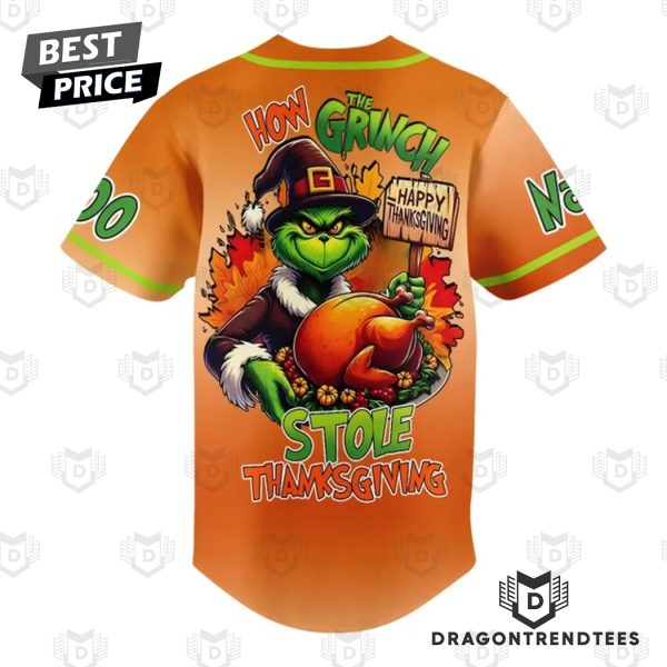 Personalized The Grinch Happy Hallothanksmas Baseball Jersey