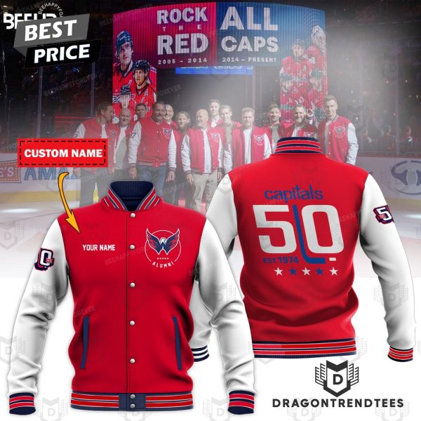 Personalized Washington Capitals 50th Anniversary Baseball Jacket