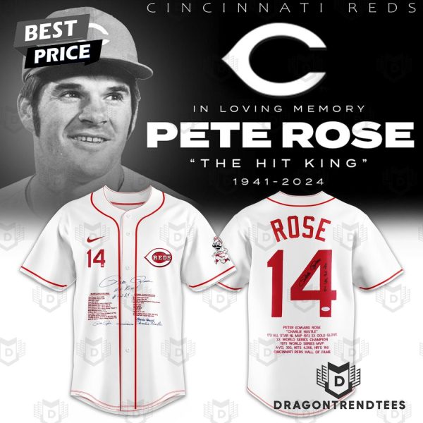 Pete Rose 14 – The Hit King 1941-2024 Thank You For The Memories Signature Baseball Jersey