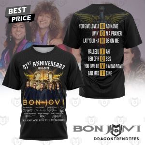 Bon Jovi 40th Anniversary 1984-2024 Signature Thank You And Good Night Hoodie