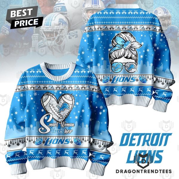 Smart Woman Loves Her Detroit Lions Sweater