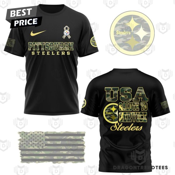 Usa Salute To Service Pittsburgh Steelers 3D T-Shirt – Black