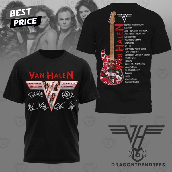 Van Halen Runnin With The Devil Signature 3D T-Shirt – Black