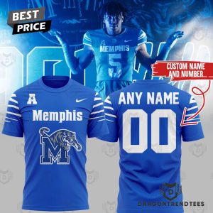 Memphis Tiger Football 3D T-Shirt – Blue