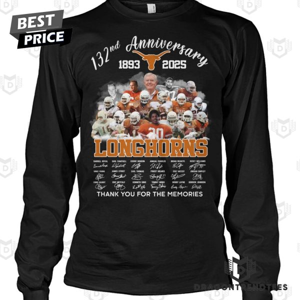 132nd Anniversary 1893-2025 Texas Longhorns Signature Thank You For The Memories Unisex T-Shirt