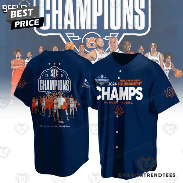 2024 Men Basketball Tournament Champs Auburn Tigers Baseball Jersey – Blue