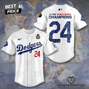 Los Angeles Dodgers 8 Time World Series Champions Baseball Jersey