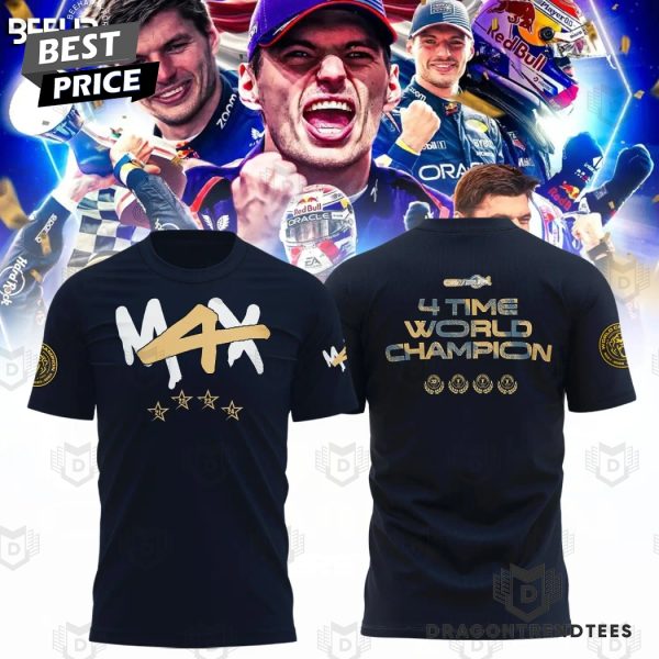 4 Time World Champion Max Verstappen M4X 3D T-Shirt