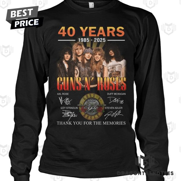 40 Years 1985-2025 Guns N Roses Siganture Thank You For The Memories Unisex T-Shirt