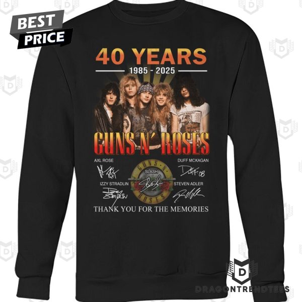 40 Years 1985-2025 Guns N Roses Siganture Thank You For The Memories Unisex T-Shirt