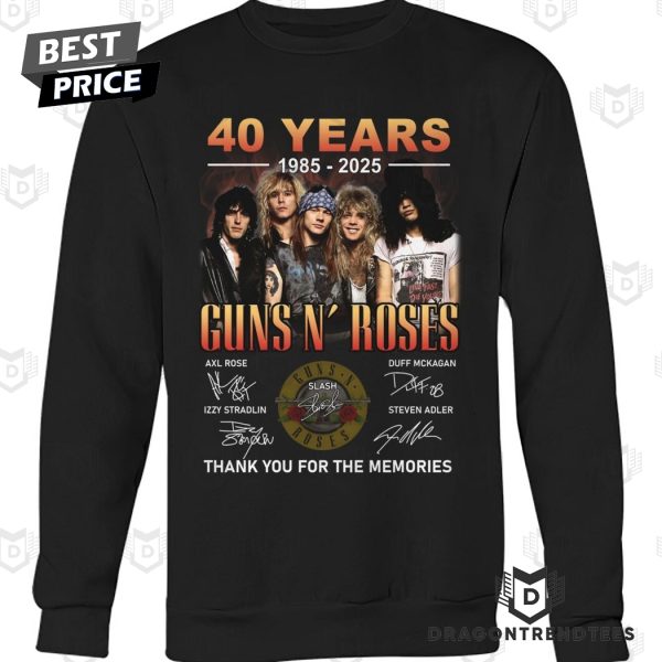 40 Years 1985-2025 Guns N Roses Signature Thank You For The Memories Unisex T-Shirt