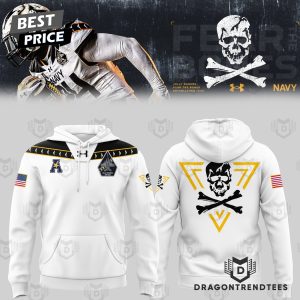 Navy Midshipmen Football White Logo Hoodie