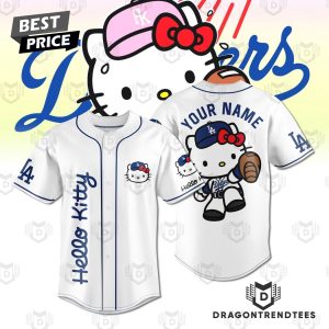 Personalized Los Angeles Dodgers x Hello Kitty Baseball Jersey – White