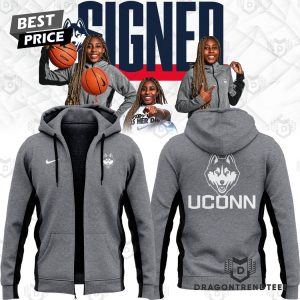 Uconn Huskies Women Basketball Grey Zip Hoodie