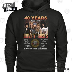 40 Years 1985-2025 Guns N Roses Signature Thank You For The Memories Unisex T-Shirt