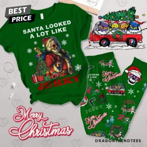 Santa Looked A Lot Like Jerry Grateful Dead Pajamas Set – Green