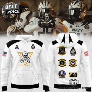 Jolly Rogers Navy Midshipmen Logo Design Hoodie – White