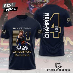 Max Verstappen 4X World Champion History M4kers Signature 3D T-Shirt