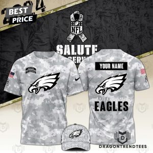 Personalized Philadelphia Eagles Camo 2024 Salute To Service Club 3D T-Shirt