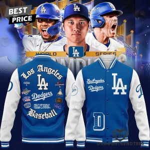 Los Angeles Dodgers 8-Time World Series Champions Logo Blue Baseball Jacket