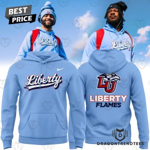 Liberty Flames Football Logo Design Hoodie – Blue