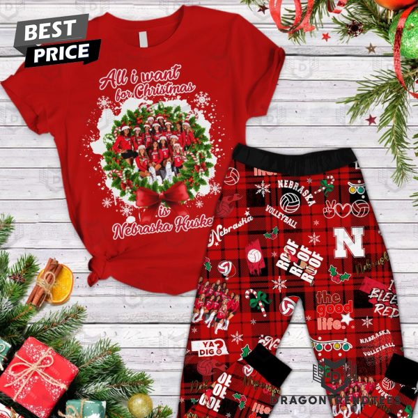 All I Want For Christmas Is Nebraska Cornhuskers Pajamas Set – Red