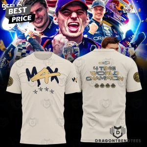 4 Time World Champion M4X Max Verstappen 3D T-Shirt