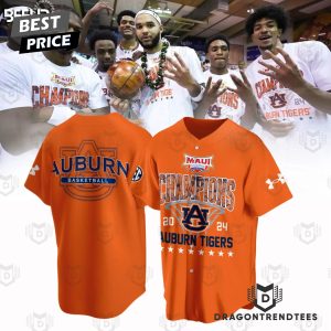 Auburn Tigers Men Basketball 2024 Maui Invitational Champions Baseball Jersey – Orange