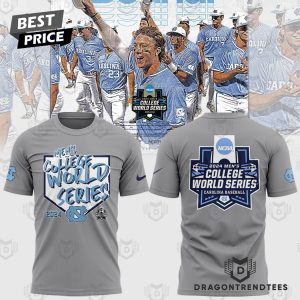 North Carolina Tar Heels 2024 NCAA Mens Baseball College World Series 3D T-Shirt – Grey