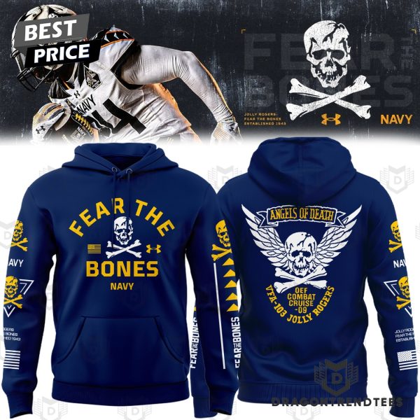 Fear The Bones Jolly Rogers Navy Midshipmen Hoodie – Blue