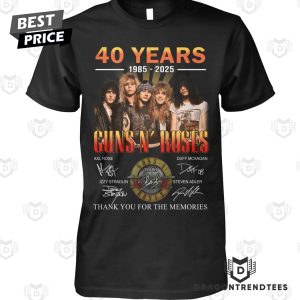 40 Years 1985-2025 Guns N Roses Siganture Thank You For The Memories Unisex T-Shirt