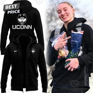 Uconn Huskies Women Basketball All Black Zip Hoodie