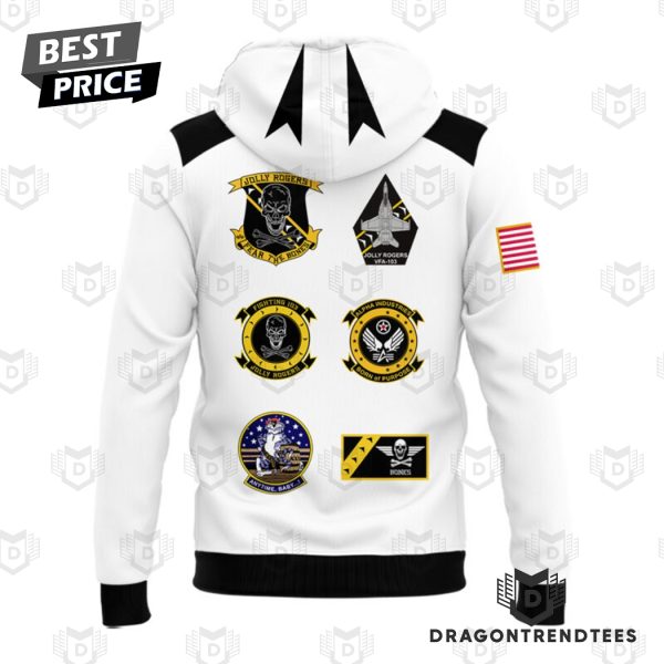 Jolly Rogers Navy Midshipmen Logo Design Hoodie – White