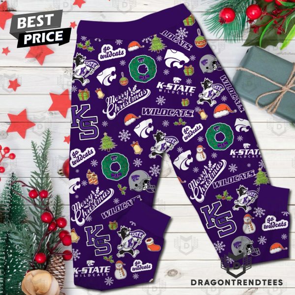 Kansas State Wildcats Merry Christmas Go Wildcats Pajamas Set